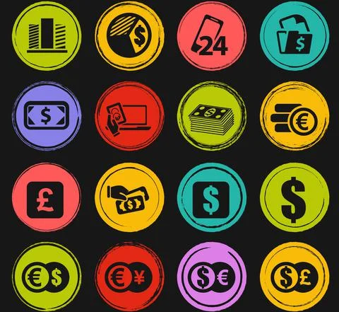 Currency exchange icons set Stock Illustration