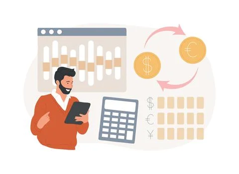Currency exchange isolated concept vector illustration. Ilustración de archivo