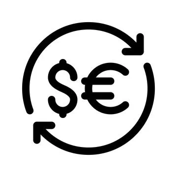 Currency exchange line icon. Vector graphics Stock Illustration