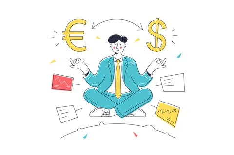 Currency exchange or conversion process Stock Illustration