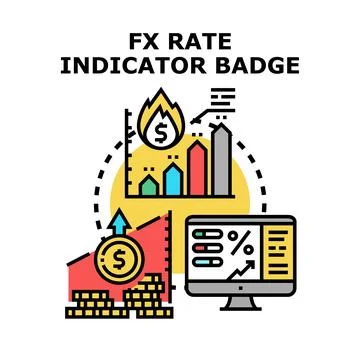 Currency exchange rate indicator badge concept Stock Illustration