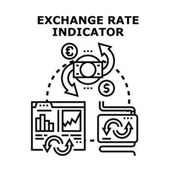Currency exchange rate indicator financial conversion concept Stock Illustration