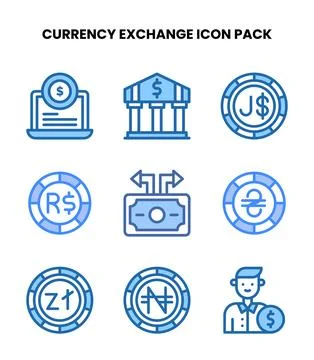 Currency Exchange Two Colour Scalable Icons Pack Stock Illustration