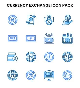 Currency Exchange Two Colour UI Icons Pack Illustrazione stock