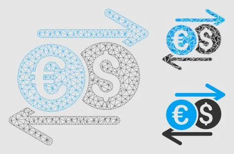 Currency Exchange Vector Mesh 2D Model and Triangle Mosaic Icon Illustrazione stock