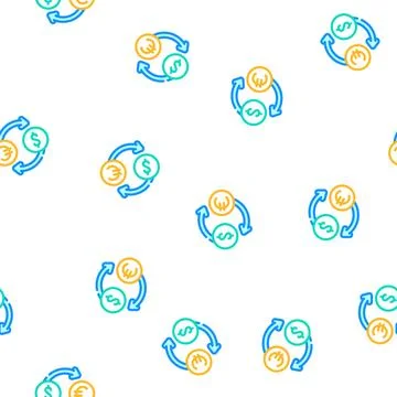 Currency exchange vector seamless pattern Illustrazione stock