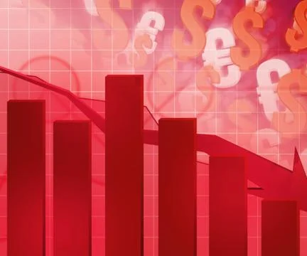 Currency fall business backdrop Stock Illustration
