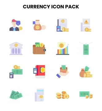 Currency Flat Bundle Icons Pack Stock Illustration