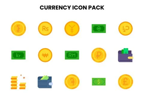 Currency Flat Graphics Icons Pack Ilustración de archivo