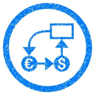 Currency Flow Chart Rounded Icon Rubber Stamp Illustrazione stock