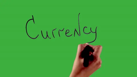 Currency - Hand writing on green screen Stock Footage 33783296