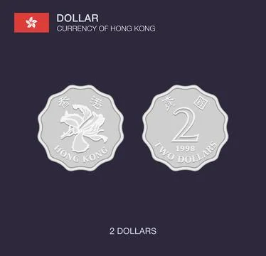 Currency of Hong Kong. Flat vector illustration of two dollars. Stock Illustration