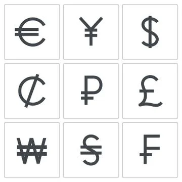 Currency icon collection Stock Illustration