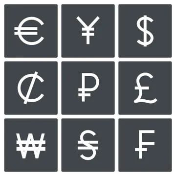 Currency icon set Stock Illustration