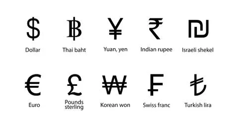 Currency, icon set. Vector illustration, flat design. Stock Illustration