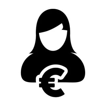 Currency icon vector female user person profile avatar with Euro money symbol Stock Illustration