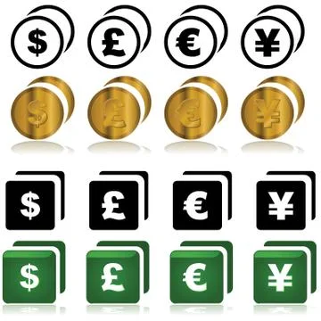 Currency icons Stock Illustration