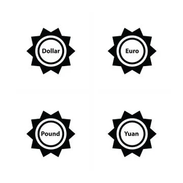 Currency label set Stock Illustration