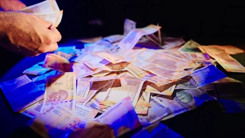 Currency Layers Grow with Mixed Denominations Stock Footage 313670675