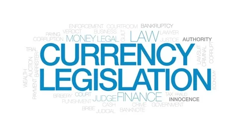 Currency legislation animated word cloud, text design animation. Kinetic Stock Footage 80818342