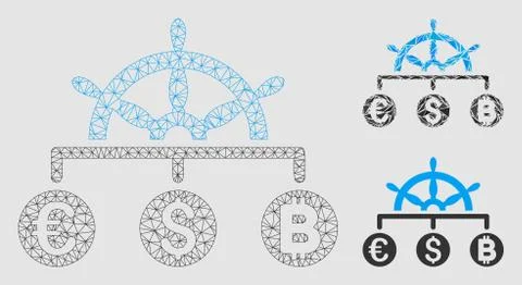 Currency Management Vector Mesh Carcass Model and Triangle Mosaic Icon Stock Illustration