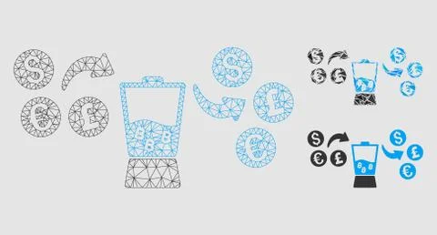 Currency Mixer Vector Mesh 2D Model and Triangle Mosaic Icon Stockillustratie