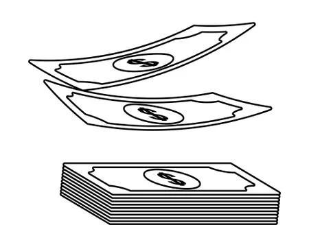 Currency money bill stack isolated black and white Stock Illustration
