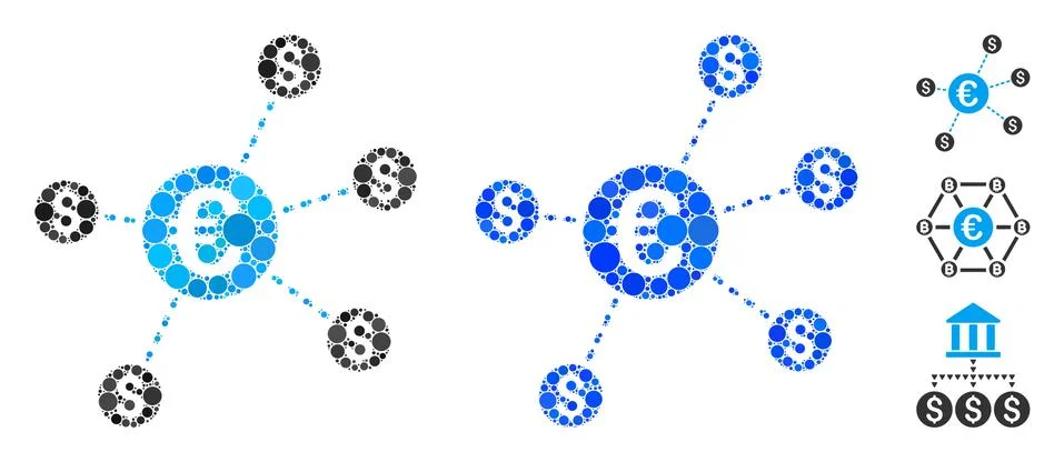 Currency Network Nodes Composition Icon of Circle Dots Illustrazione stock