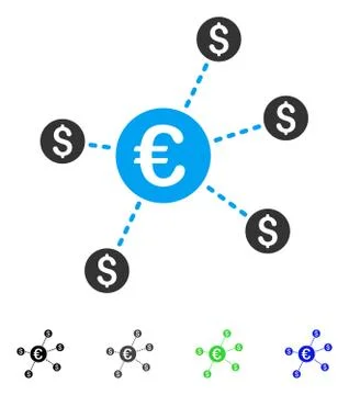 Currency Network Nodes Flat Icon Illustrazione stock