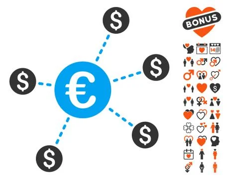 Currency Network Nodes Icon with Dating Bonus Illustrazione stock