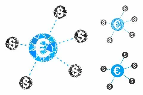 Currency network nodes Mosaic Icon of Abrupt Pieces 库存插图
