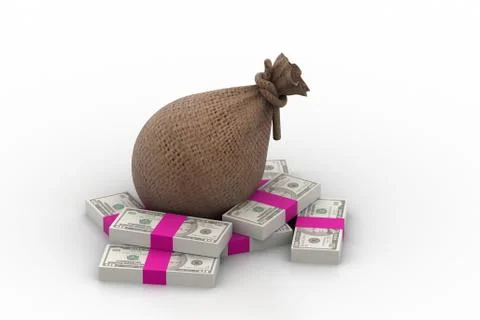 Currency note with sack Stock Illustration