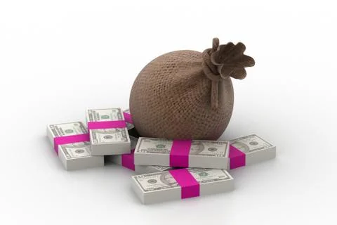 Currency note with sack Stock Illustration