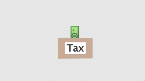 Currency notes falling into box tax paying concept icon 3d animation with a.. Stock Footage 303140562