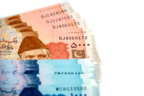 Currency notes in Pakistani Rupees Stock Photos