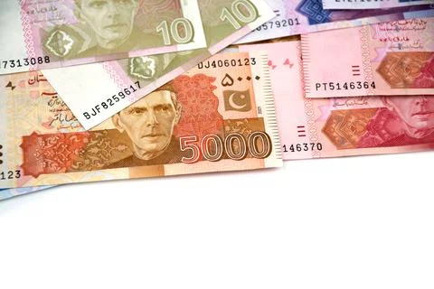 Currency notes in Pakistani Rupees Stock Photos