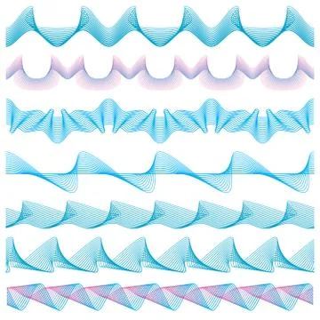 Currency pattern, seamless guilloche borders, complex bank watermark vector set Stock Illustration