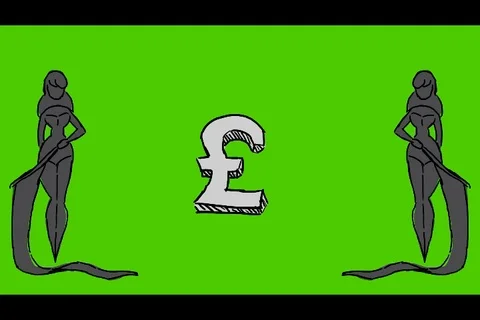 Currency Pound - Hand-Drawn Animation - hands women flags black Stock Footage 98502017