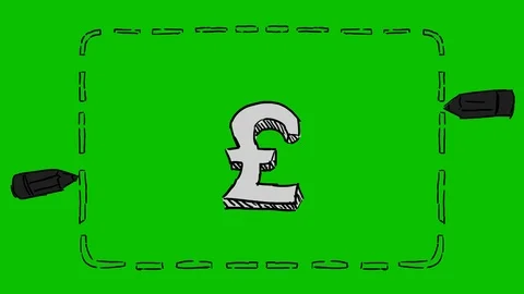 Currency Pound - Hand-Drawn Animation - rectangle black Stock Footage 98552846