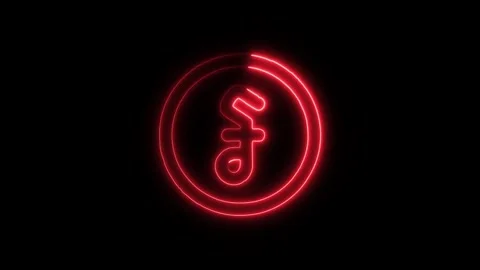 Currency Riel Outline Icon in HD Video Neon Animation Stock Footage 304553057