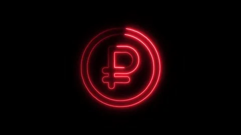 Currency Ruble Outline Icon in HD Video Neon Animation Stock Footage 304553121