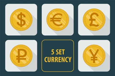 Currency set of vector icons on white background Stockillustratie