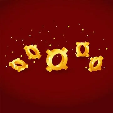 Currency Sign 3D Angle Vector Element With Gold And Shiny Color Design Stock Illustration