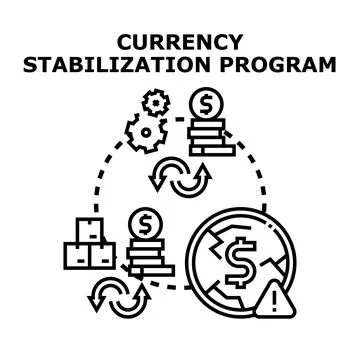 Currency stabilization program managing economic financial crisis 스톡 일러스트