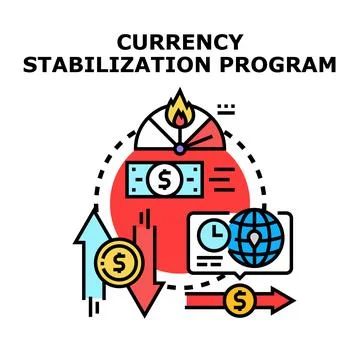 Currency stabilization program supporting economic stability Stock Illustration