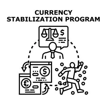 Currency stabilization program supporting economic stability Stock Illustration