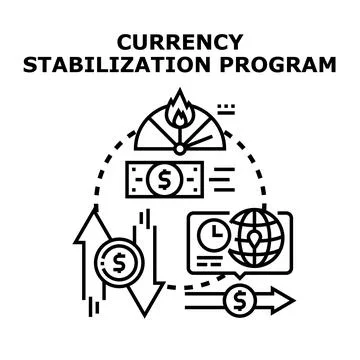 Currency stabilization program supporting economic stability Stock Illustration