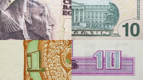 Currency stop motion animation. Different all world money bill macro. Stock Footage 247085123