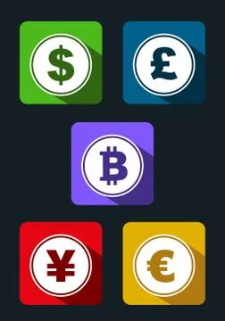 Currency symbol with long shadow Stock Illustration