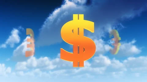 Currency Symbols in Clouds (Loop) Video stock 1071395